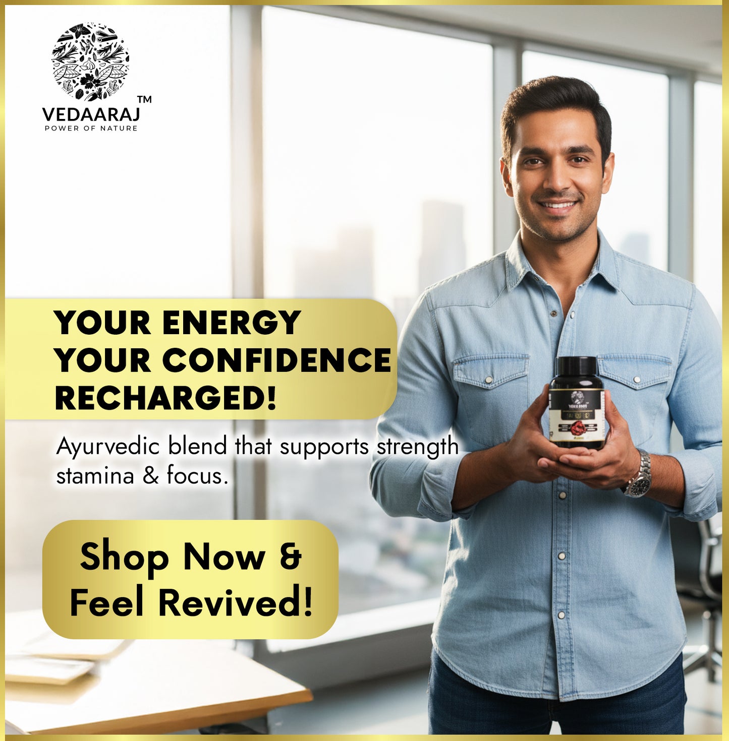 Vedaaraj™ Herbal Supplement for Men | Enhances Energy & Reduces Fatigue